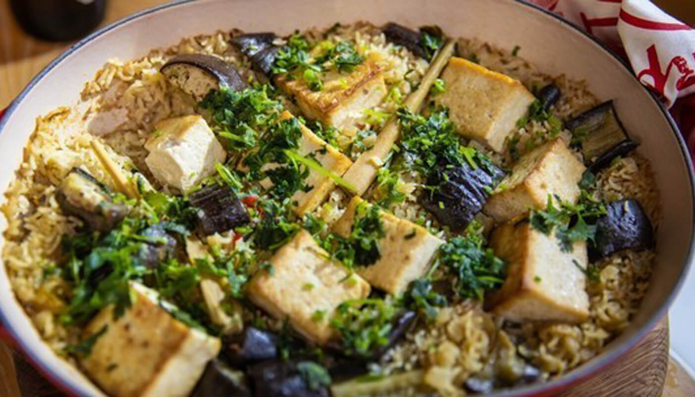 Thai rice with tofu and aubergine