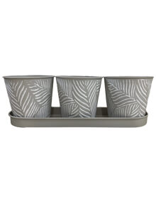 Zinc Trio Planter with Tray