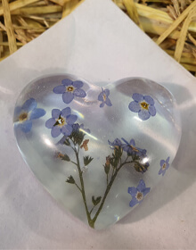 Forget Me Not Pocket Heart Handmade Keepsake Gift with Real Forget-Me-Not Flowers