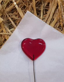 Glass Red Heart Plant Stake