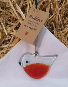 Recycled Glass Robin Redbreast