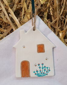 Handmade Clay House with Hand-painted Bees